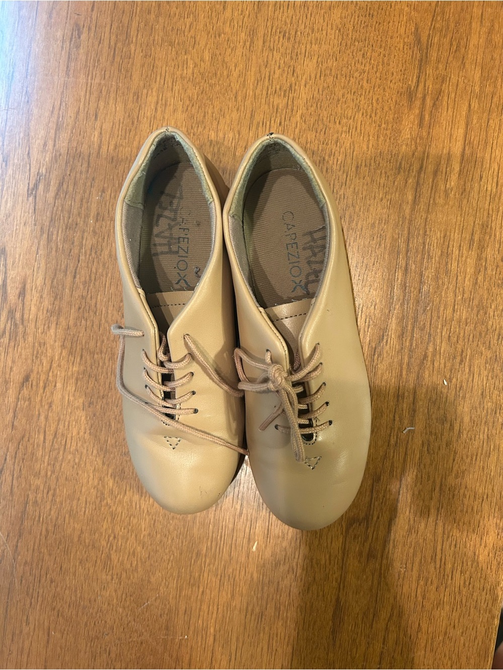 Capezio Beige Leather Lace-Up Tap Shoes